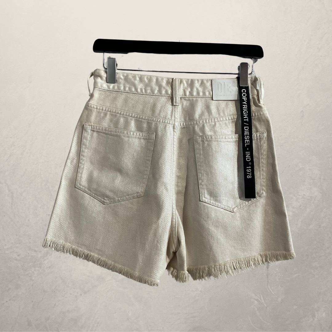 Dieselbeige glanzende short met hoge taille us26/Eu36