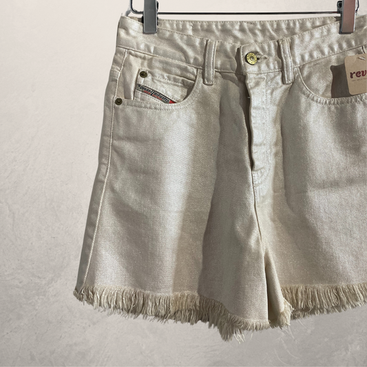 Dieselbeige glanzende short met hoge taille us26/Eu36