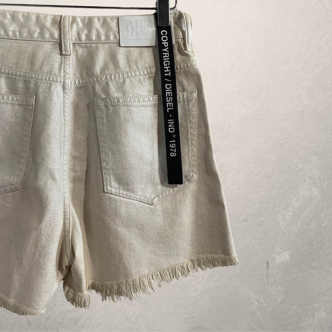 Dieselbeige glanzende short met hoge taille us26/Eu36