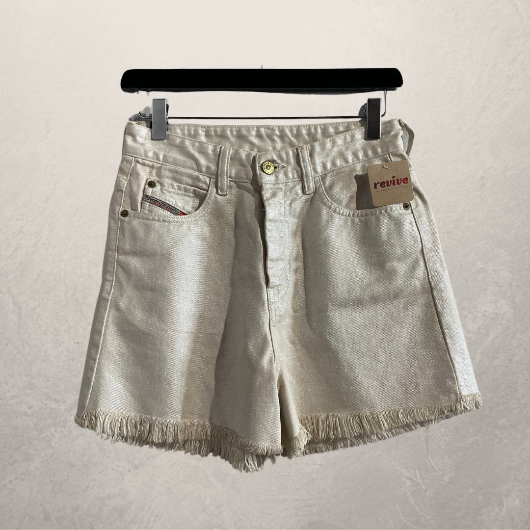 Dieselbeige glanzende short met hoge taille us26/Eu36