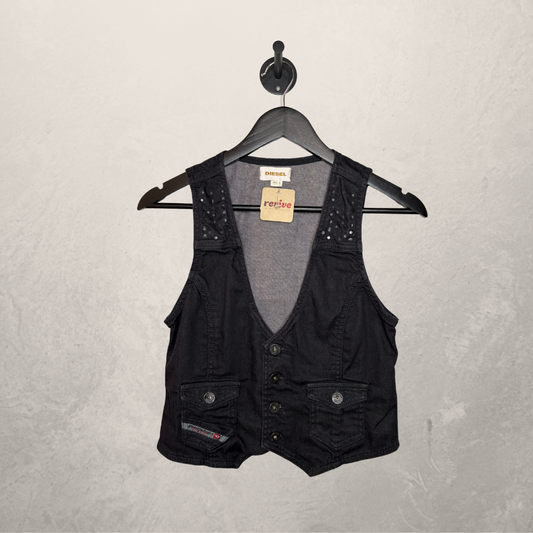 Diesel zwart spijkergilet S