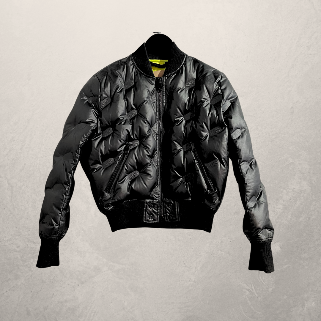 Diesel black matte embossed bomber jacket S