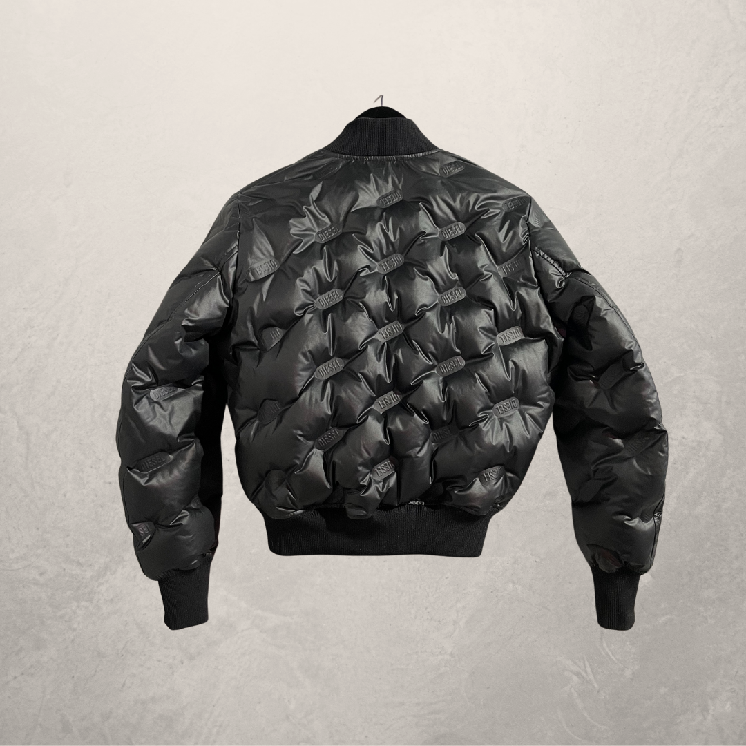 Diesel black matte embossed bomber jacket S