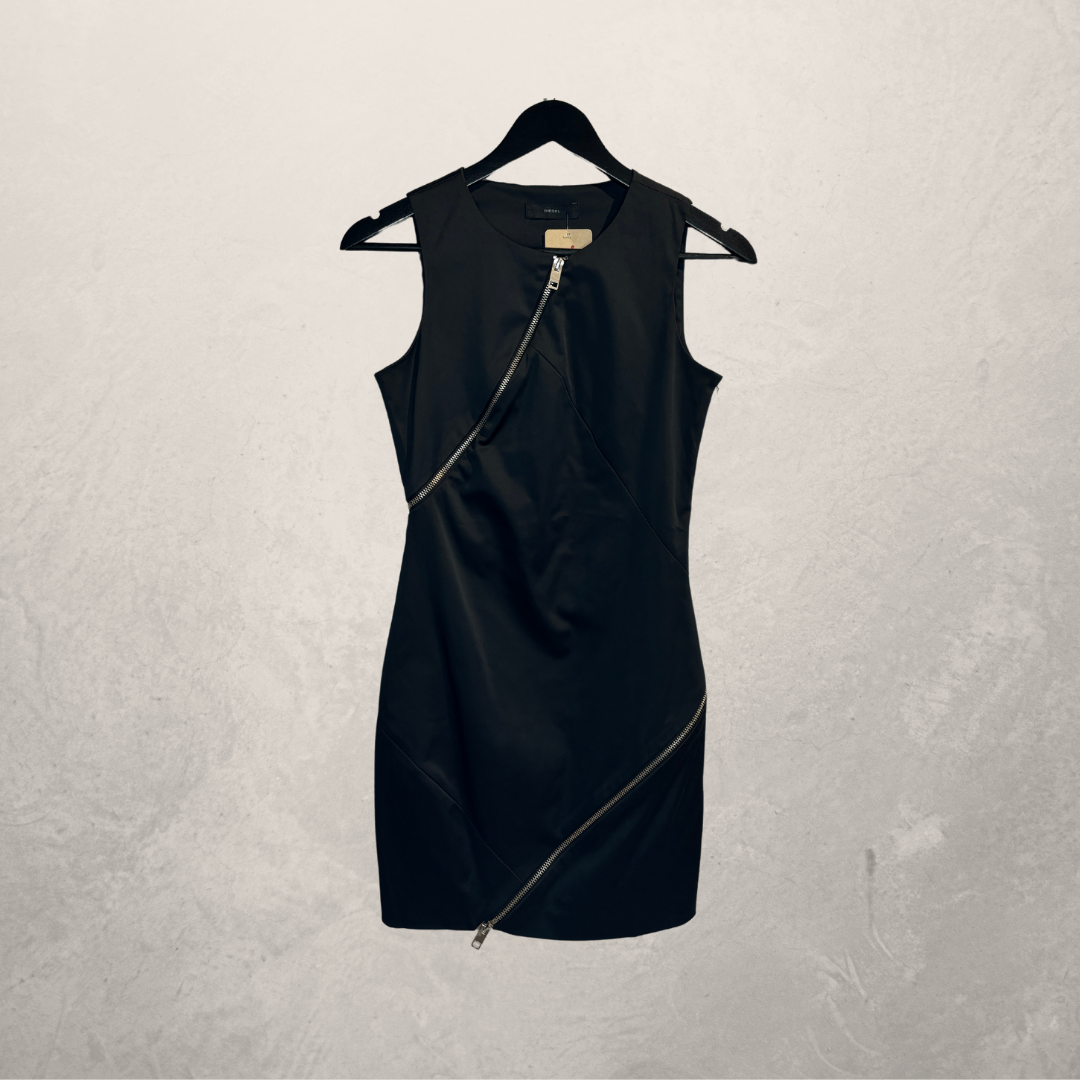 Diesel zwarte bodycon jurk met rits XS