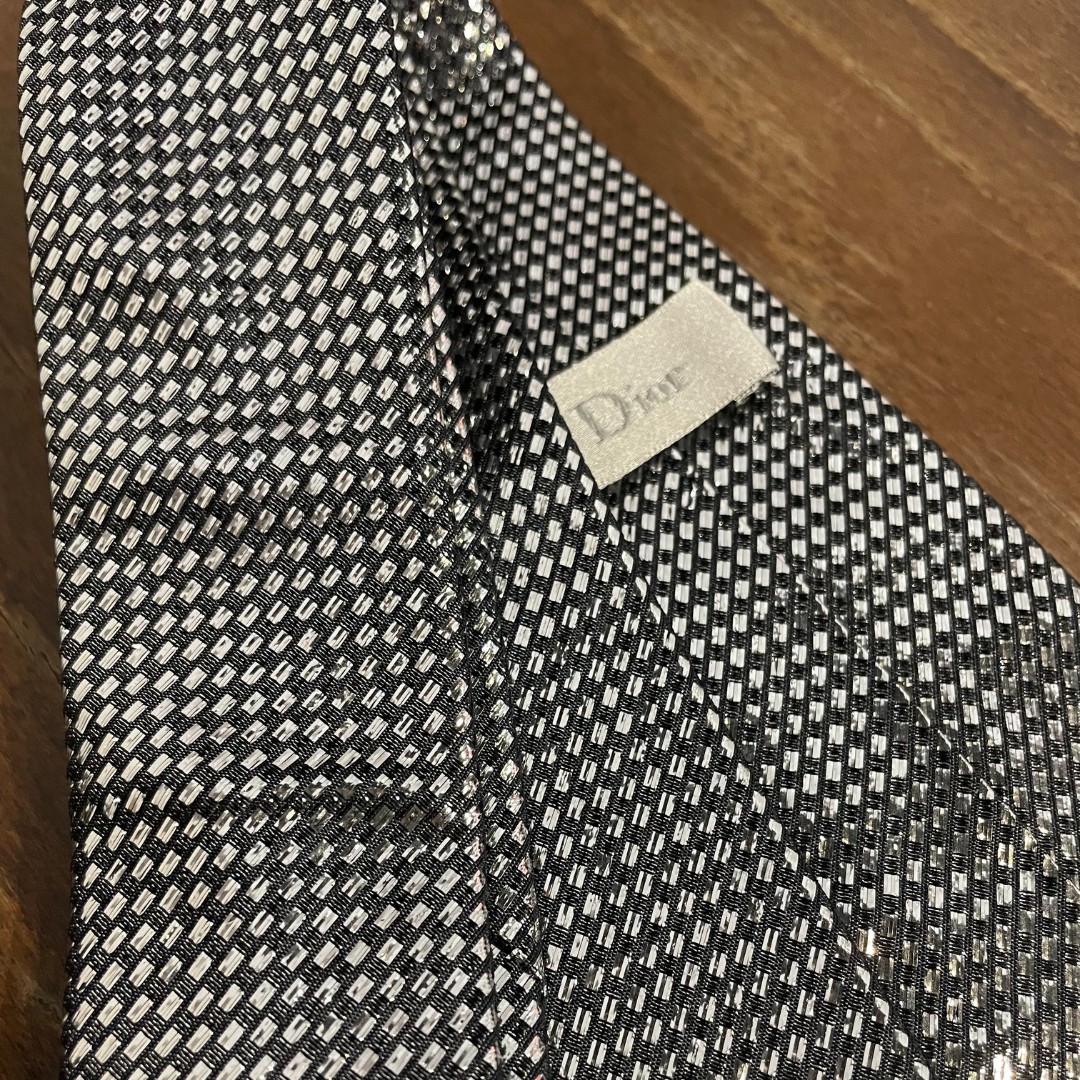 Dior Homme SS04 "Strip" silver tie OS