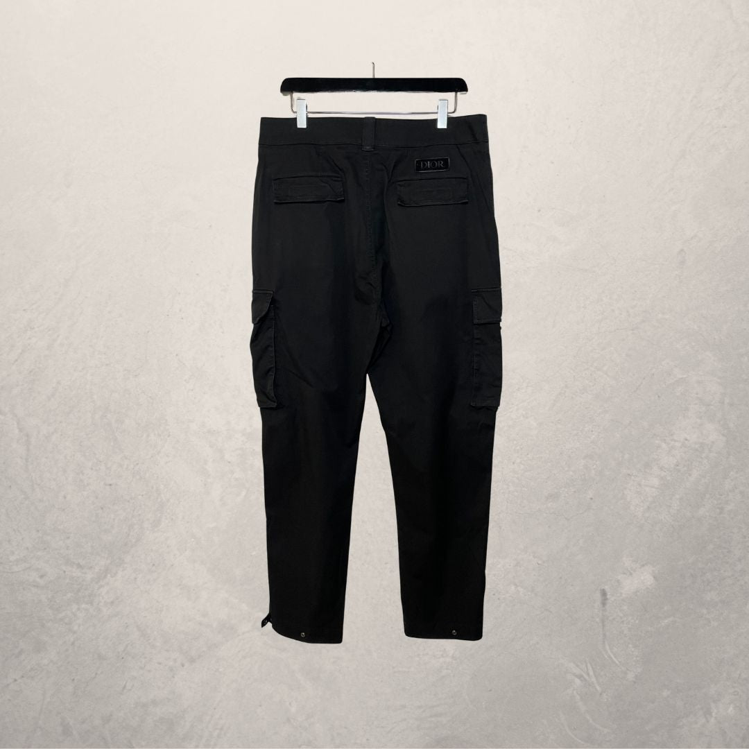 Dior washed black cotton blend cargo trousers 52 (good)