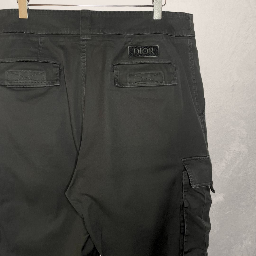 Dior washed black cotton blend cargo trousers 52 (good)