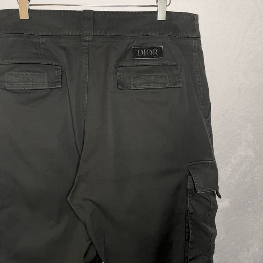 Dior washed black cotton blend cargo trousers 52 (good)