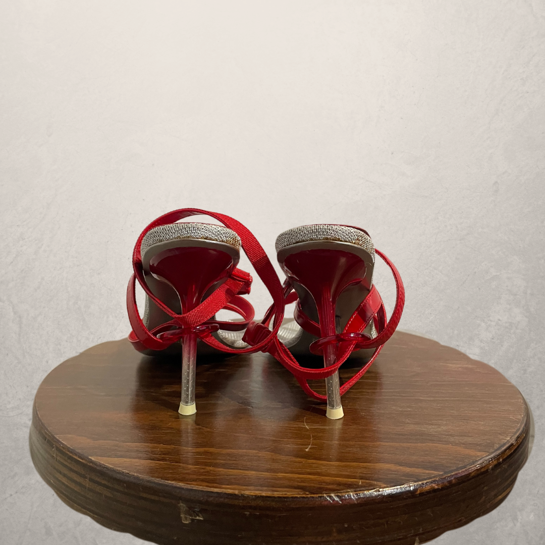 Dirk Bikkembergs silver red heels 37.5