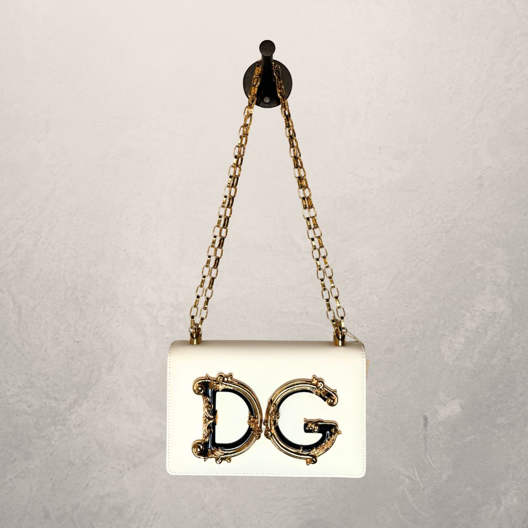 Dolce & Gabbana White DG girls leather handbag