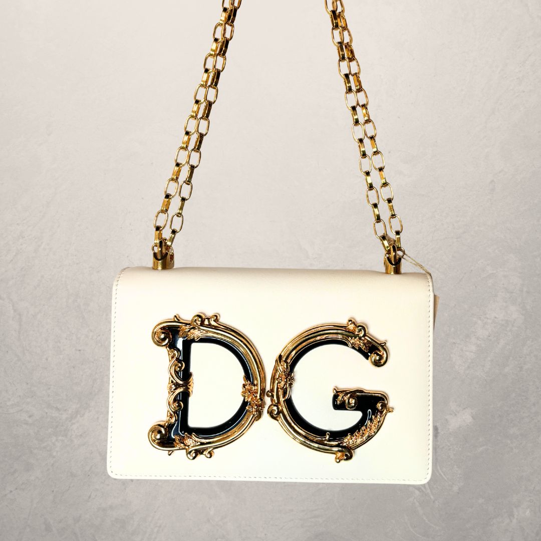 Dolce & Gabbana White DG girls leather handbag