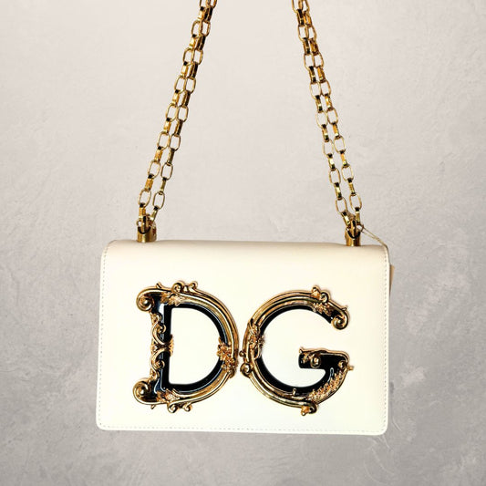 Dolce & Gabbana White DG girls leather handbag