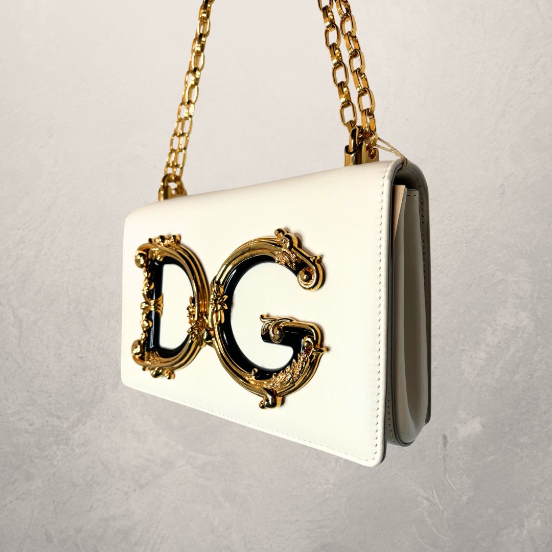 Dolce & Gabbana White DG girls leather handbag