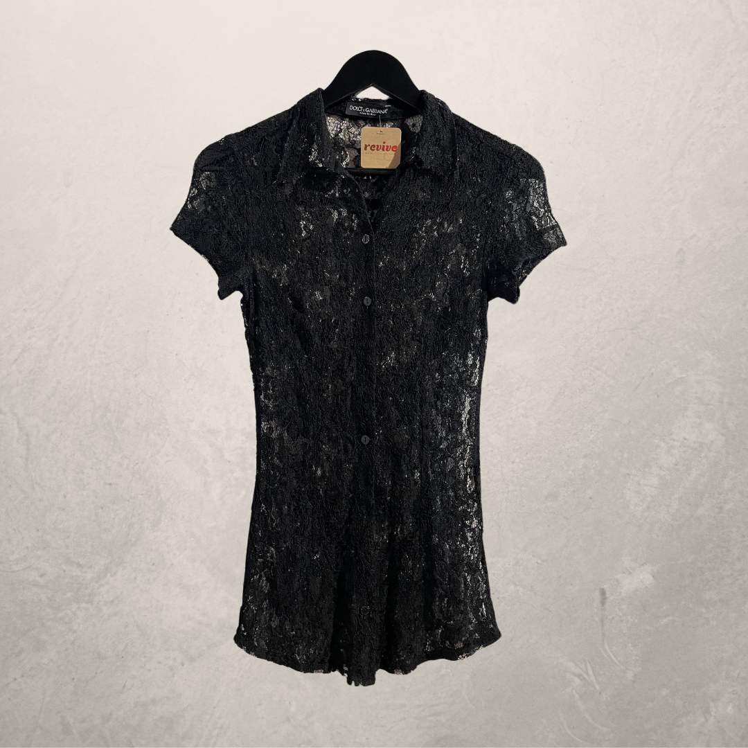 Dolce & Gabbana black lace ss top S