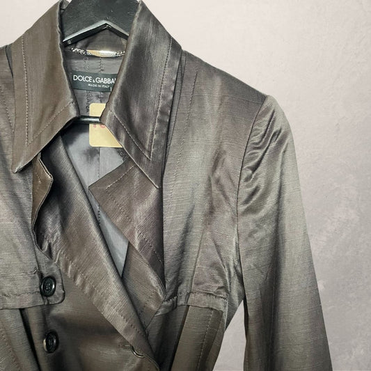 Dolce & Gabbana brown sheen trench coat S