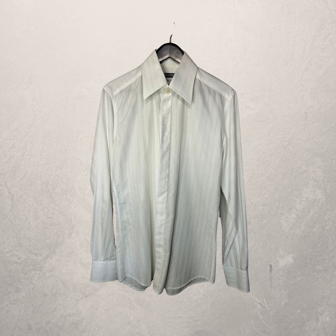 Dolce&Gabbana wit gestreept slim fit overhemd 42