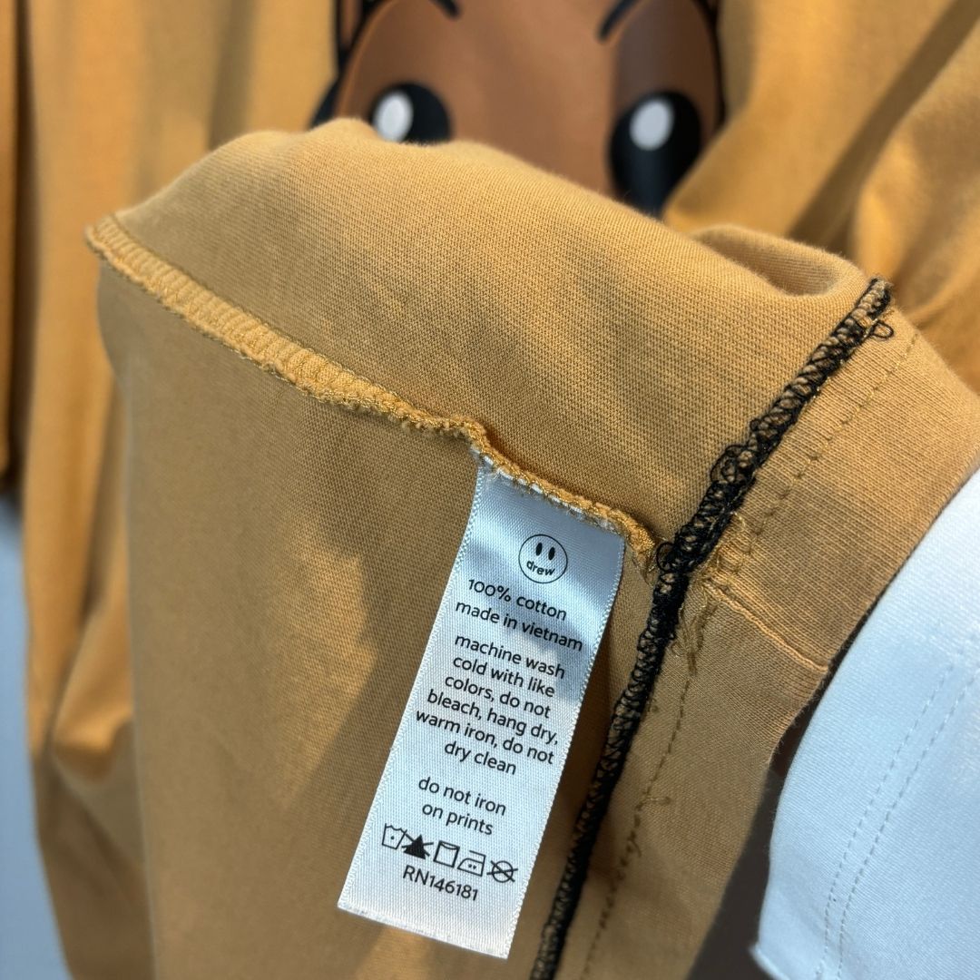 Drew House Justin Bieber bruin 100% katoenen chipmunk-grafisch T-shirt XS