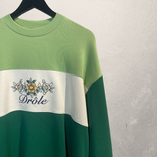 Drôle de Monsieur groene sweater met bloemenprint L