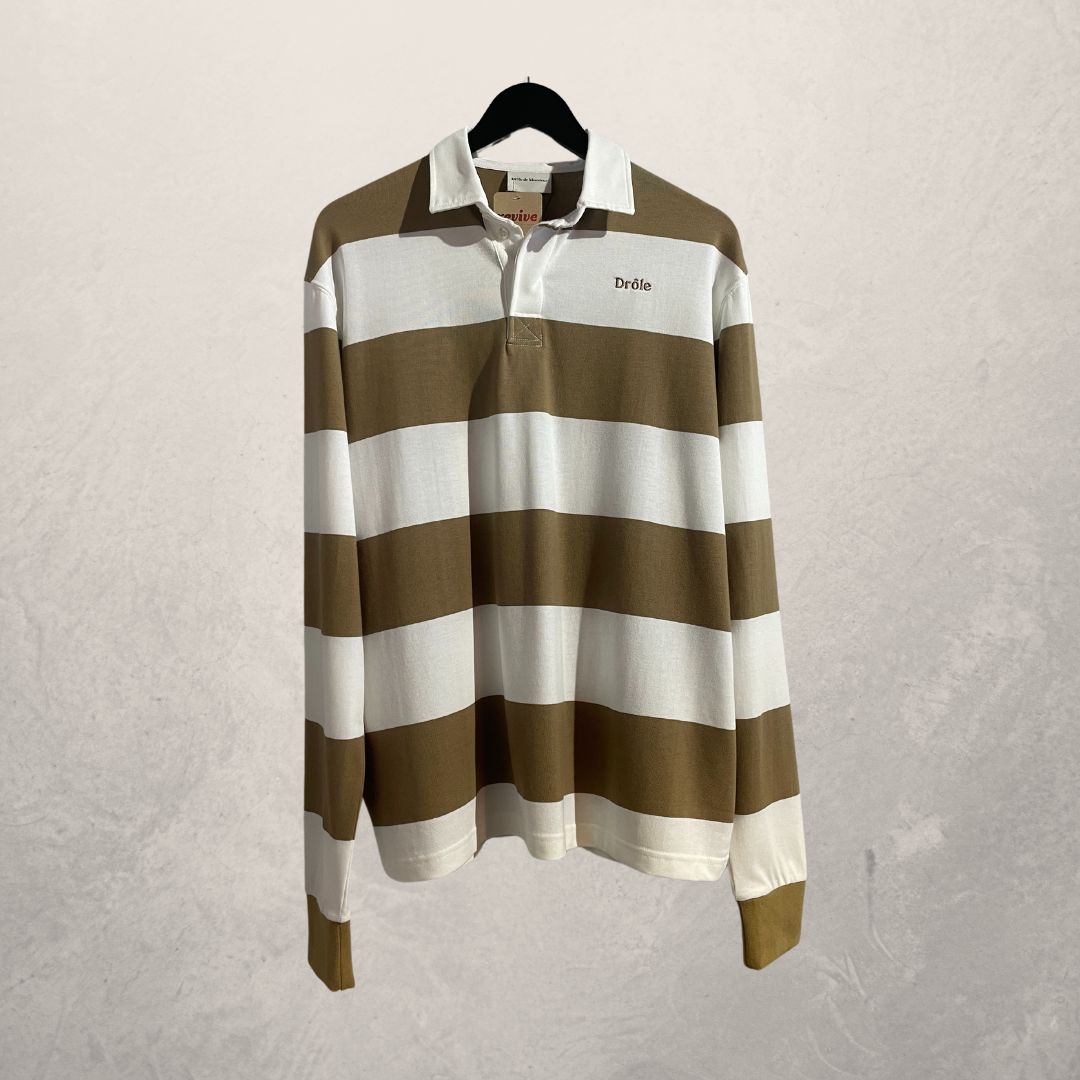 Drole de Monsiuer beige gestreepte ls top L