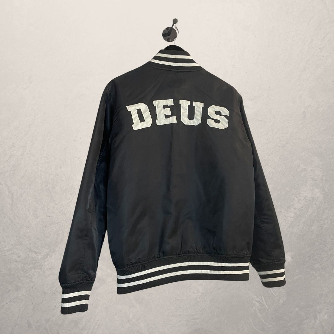 Dues Ex Machina zwarte letterman jas M