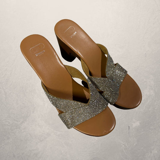 Dune London brown slip-on sandals 40