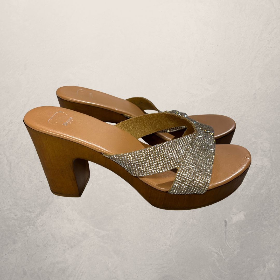 Dune London brown slip-on sandals 40