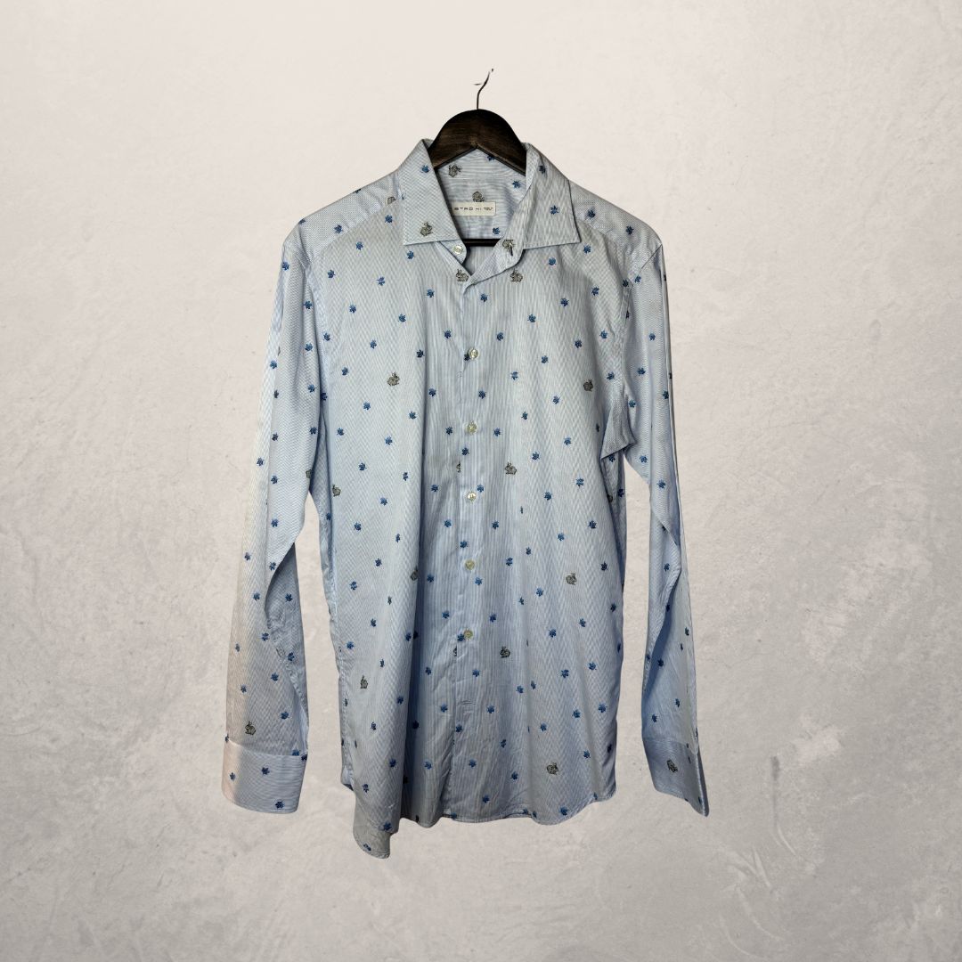 Etro 41 blue bunny print shirt 40