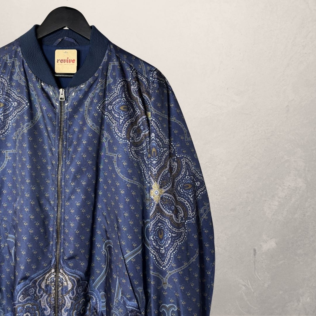 Etro blue paisley print bomberjacket L