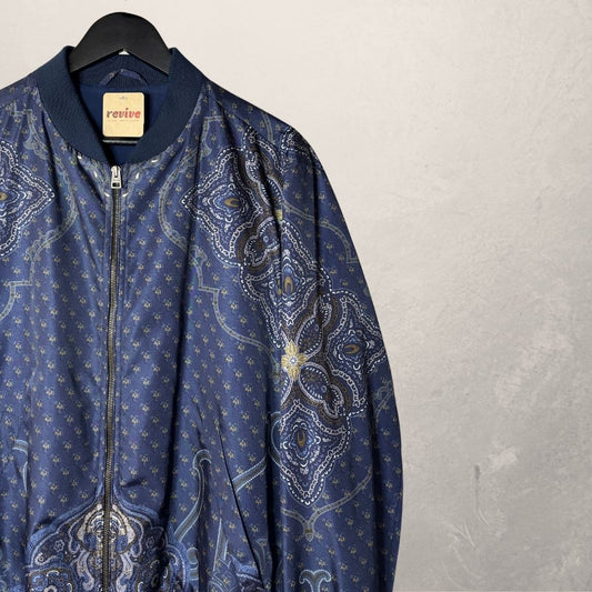 Etro blue paisley print bomberjacket L