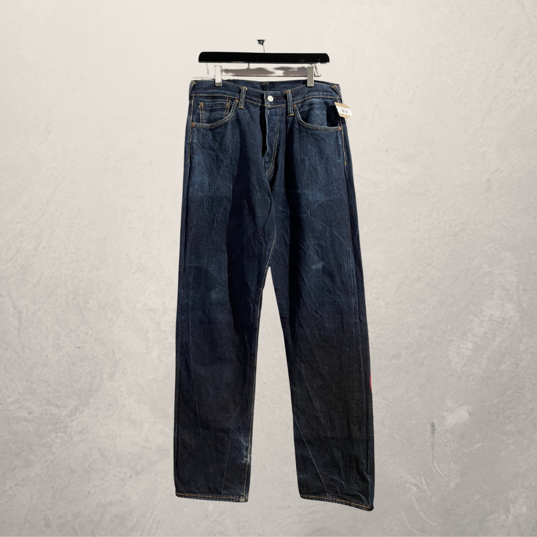 Evisu donkerblauwe rode logo denim broek 31