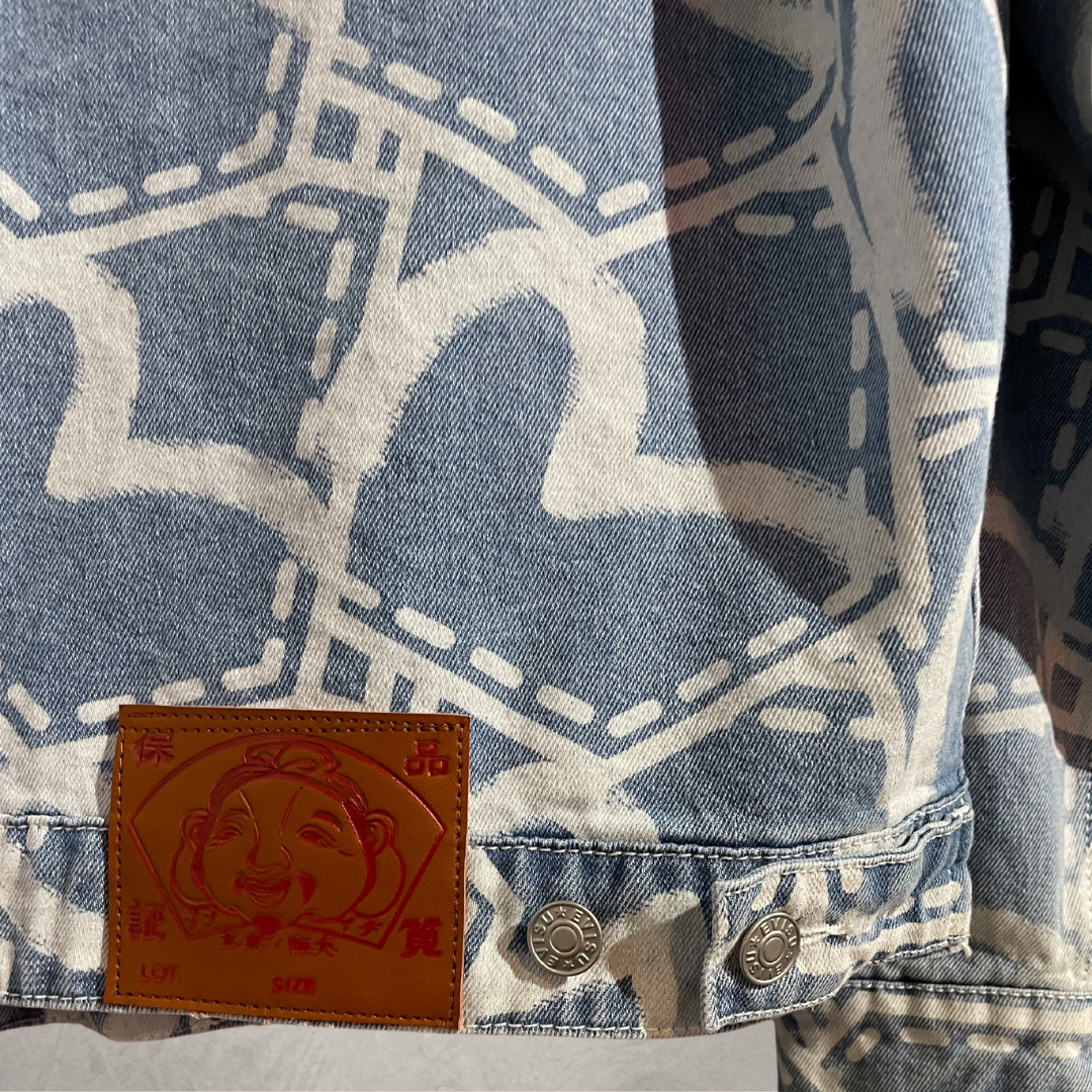 Evisu zeldzame middenblauwe logo denim jas L