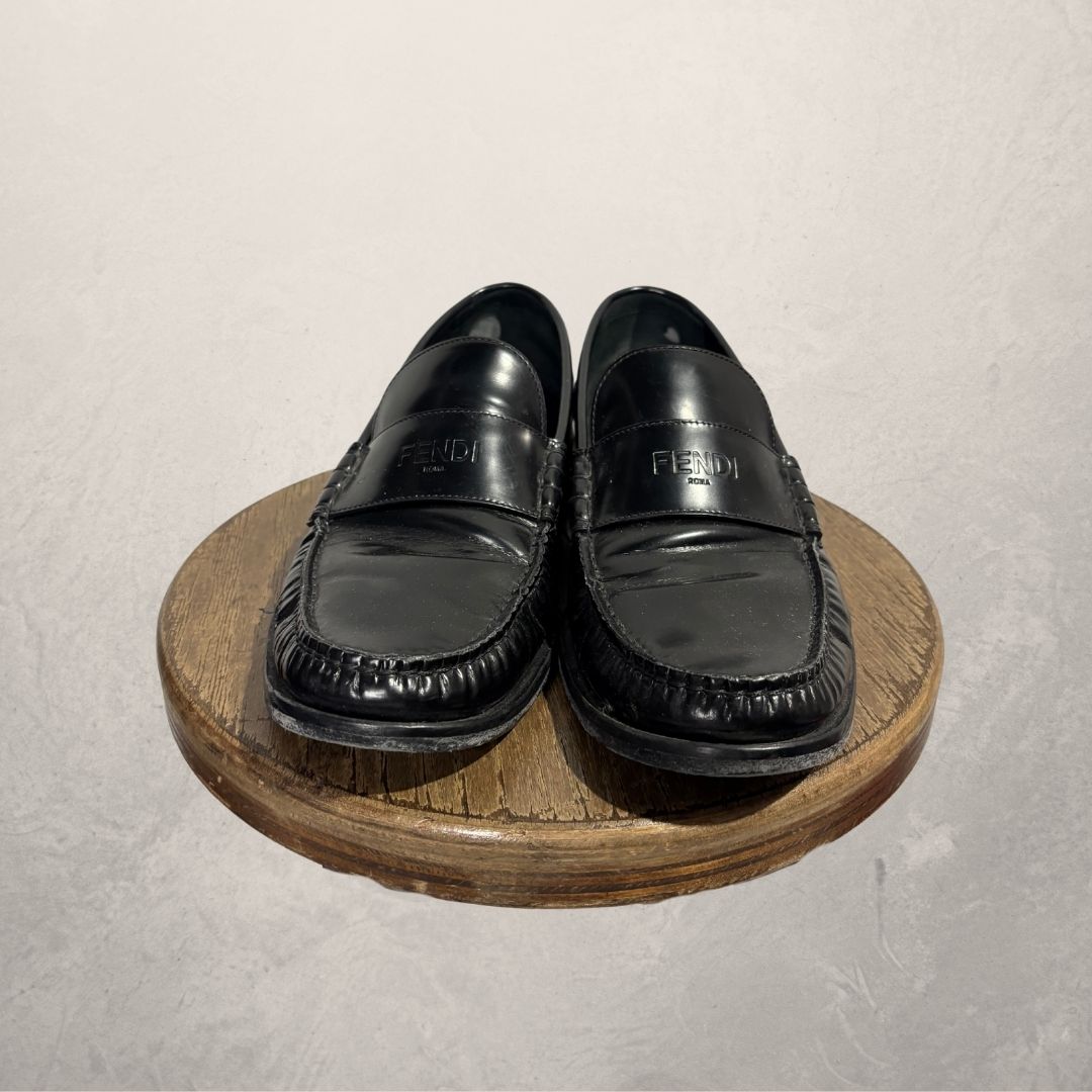 Fendi black leather loafers 39/40