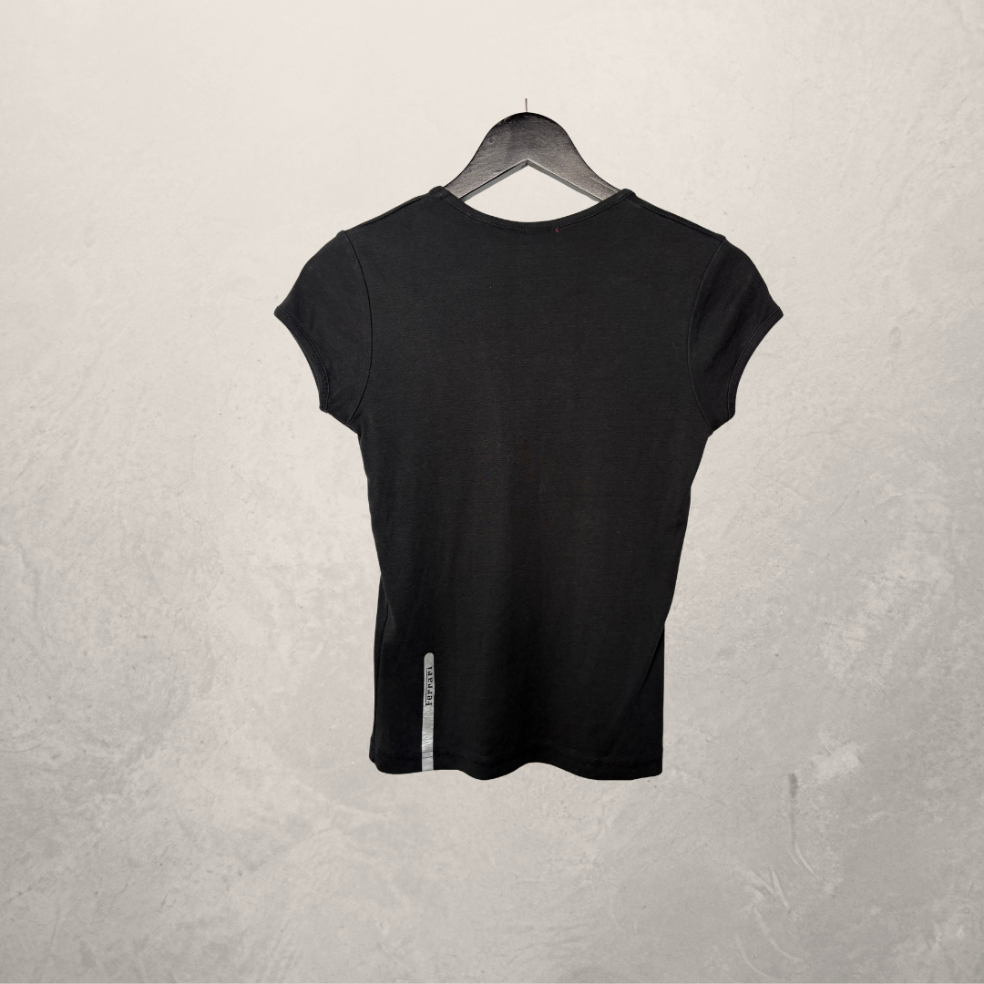 Ferrari zwart grafisch katoenen shirt met korte mouwen S