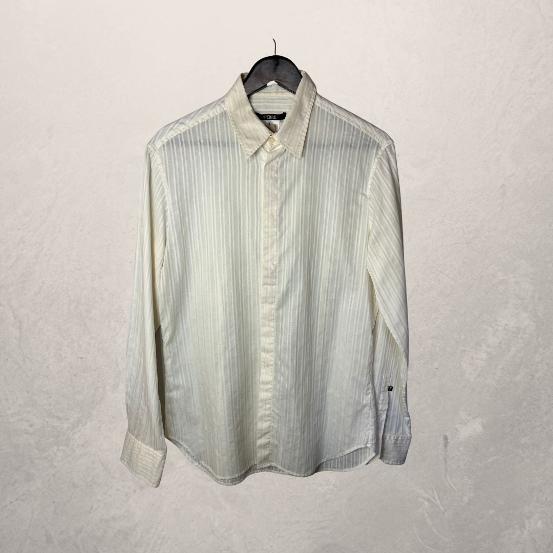 Ferre jeans crème katoenen overhemd slim fit L