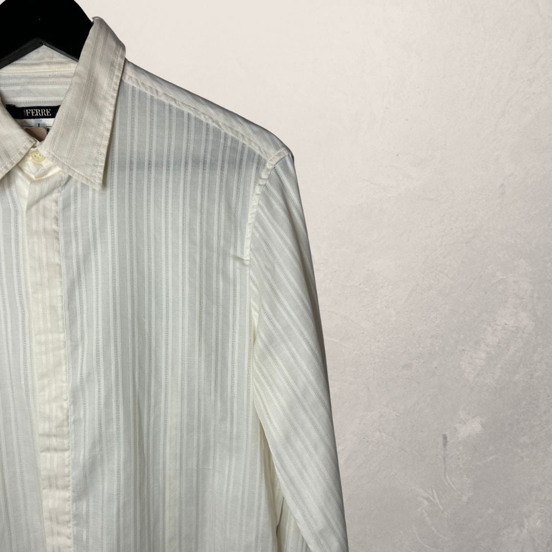 Ferre jeans crème katoenen overhemd slim fit L