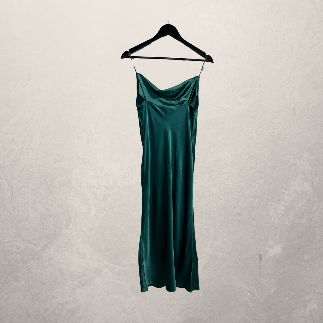 Fleur du Mal groene zijden maxi-jurk S