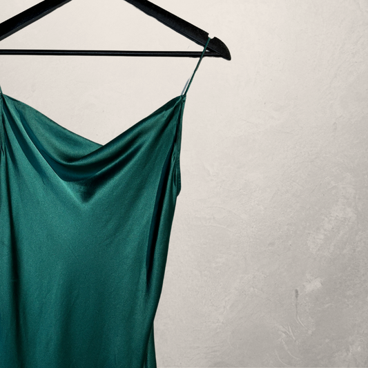 Fleur du Mal groene zijden maxi-jurk S