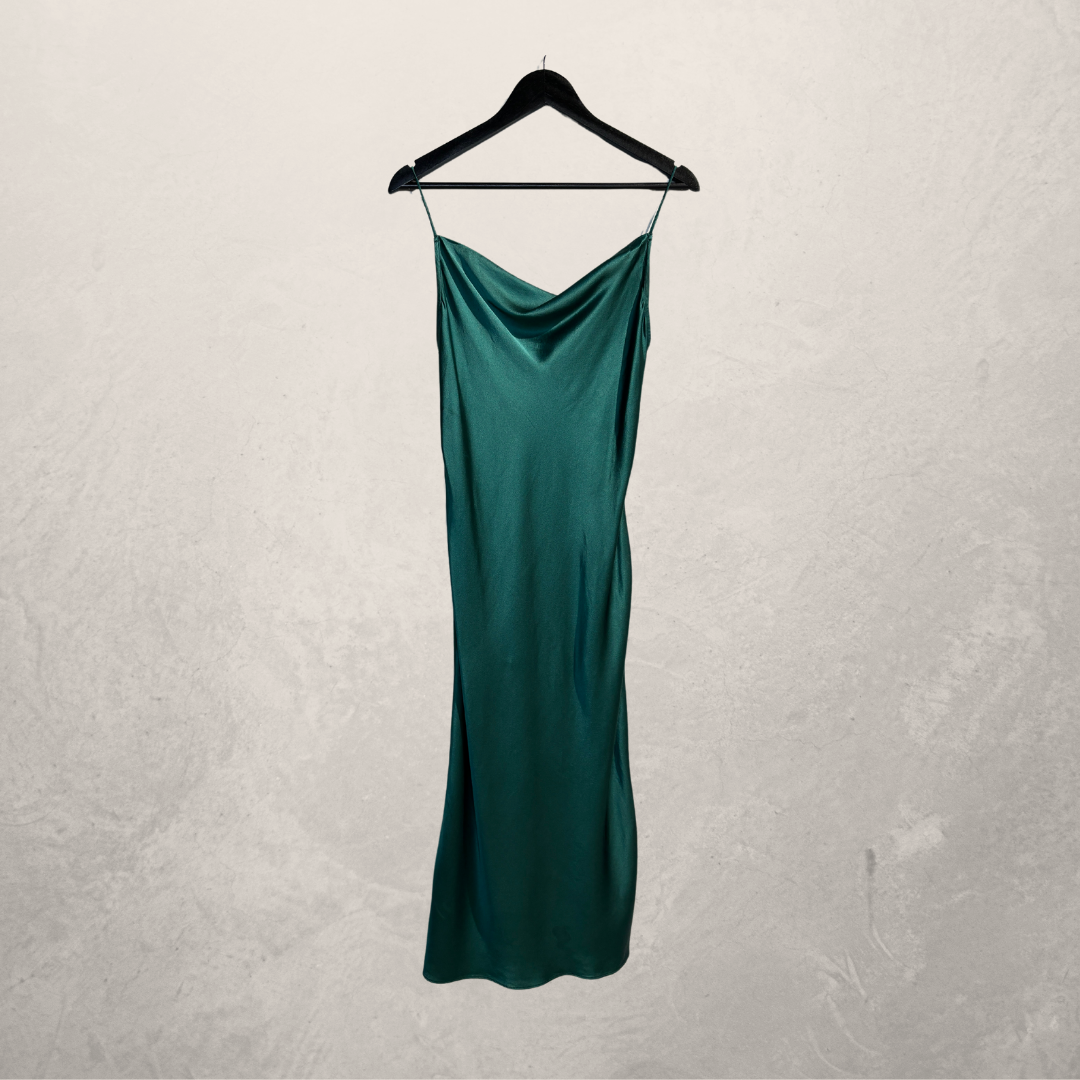 Fleur du Mal groene zijden maxi-jurk S