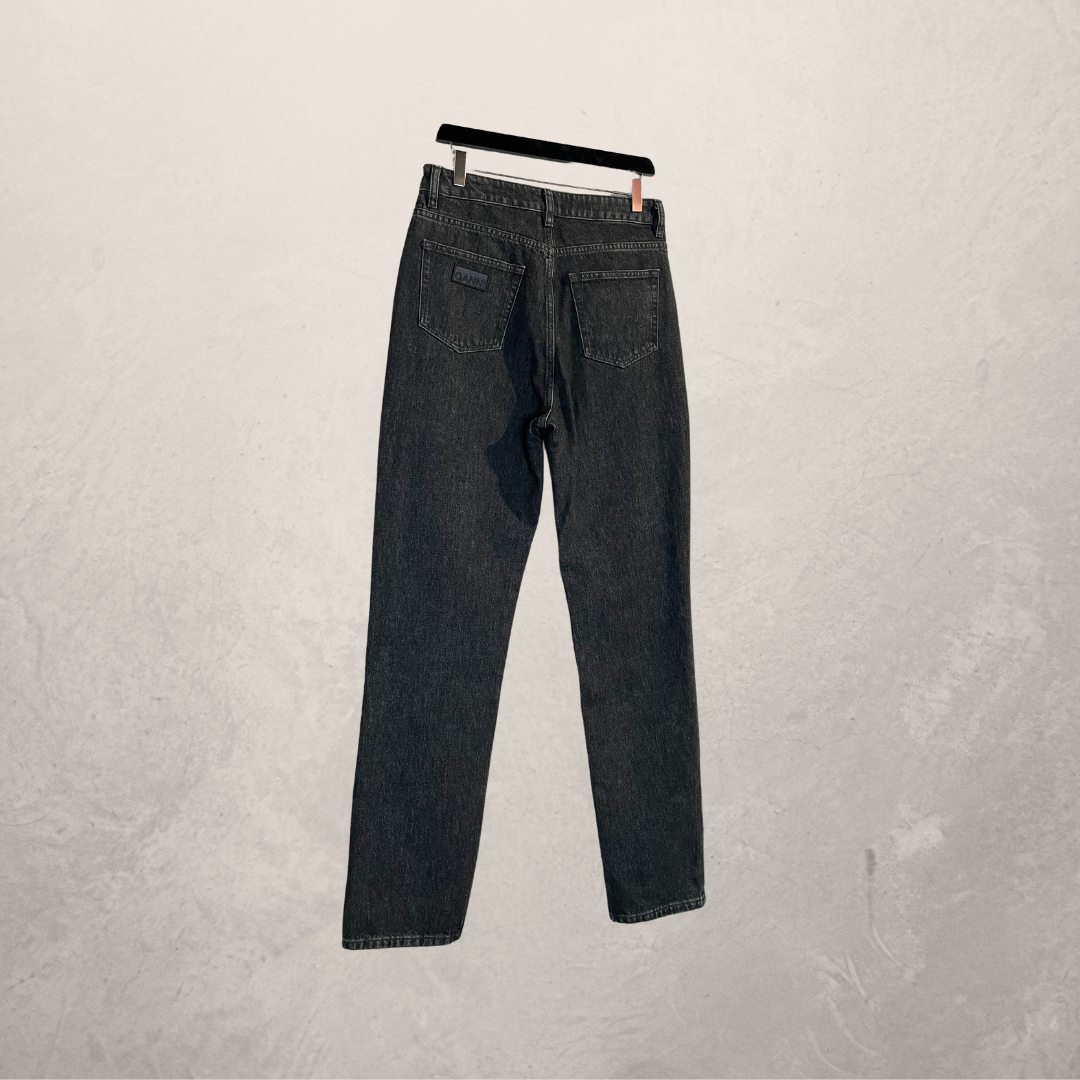 GANNI denim jeans met hoge taille in zwarte wassing 30/34