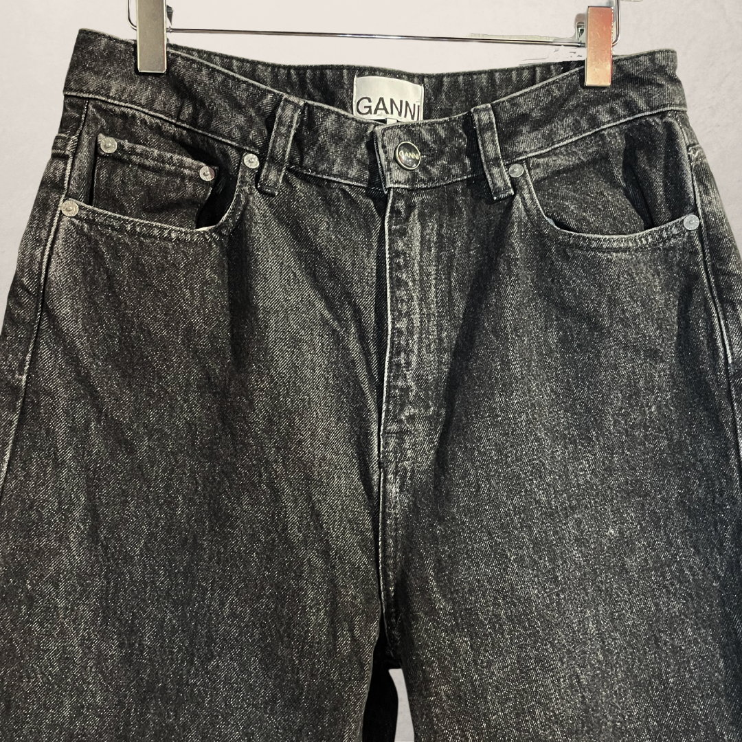 GANNI denim jeans met hoge taille in zwarte wassing 30/34