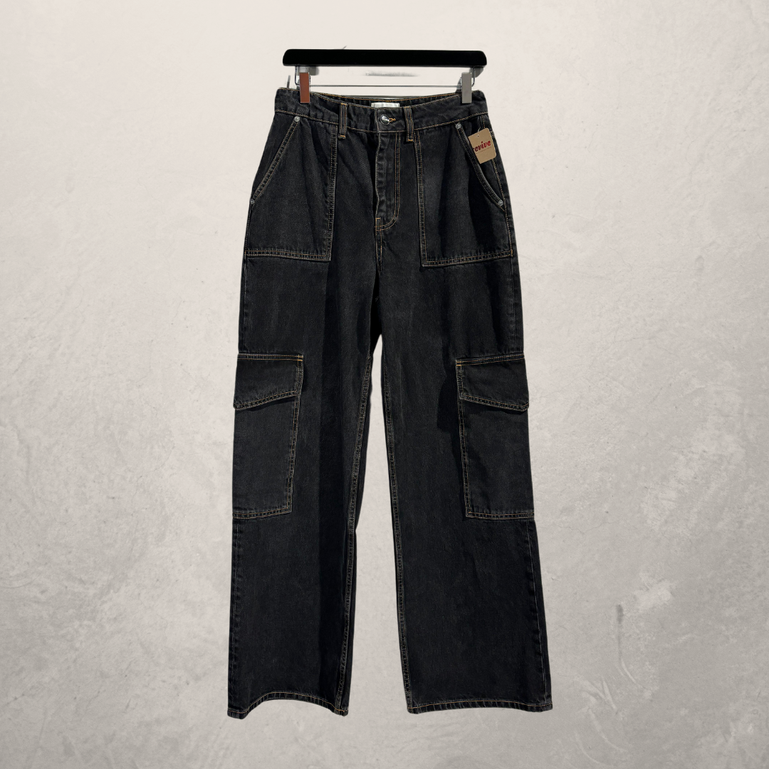 Ganni grey cargo denim pants 27