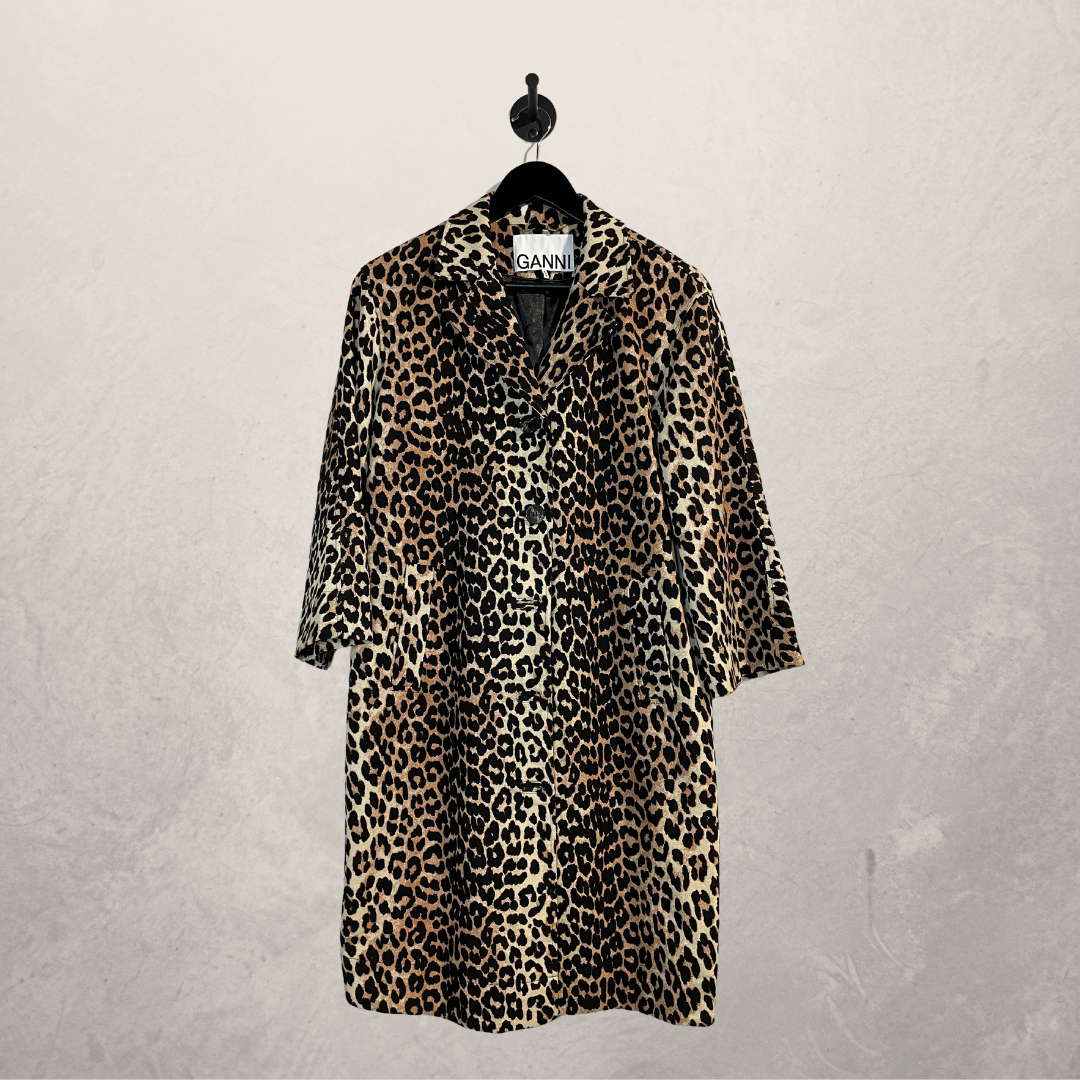 Ganni leopard 3/4 sleeve coat S