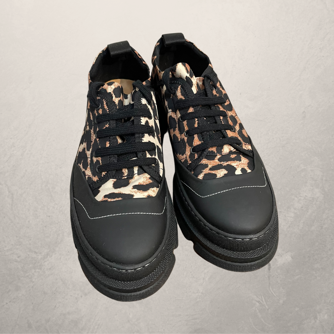 Ganni leopard black platform shoes 41