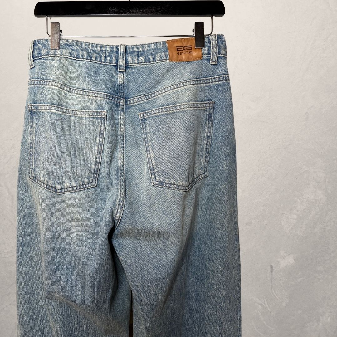 Gestuz blauwe spijkerbroek met strass-steentjes, maat 36