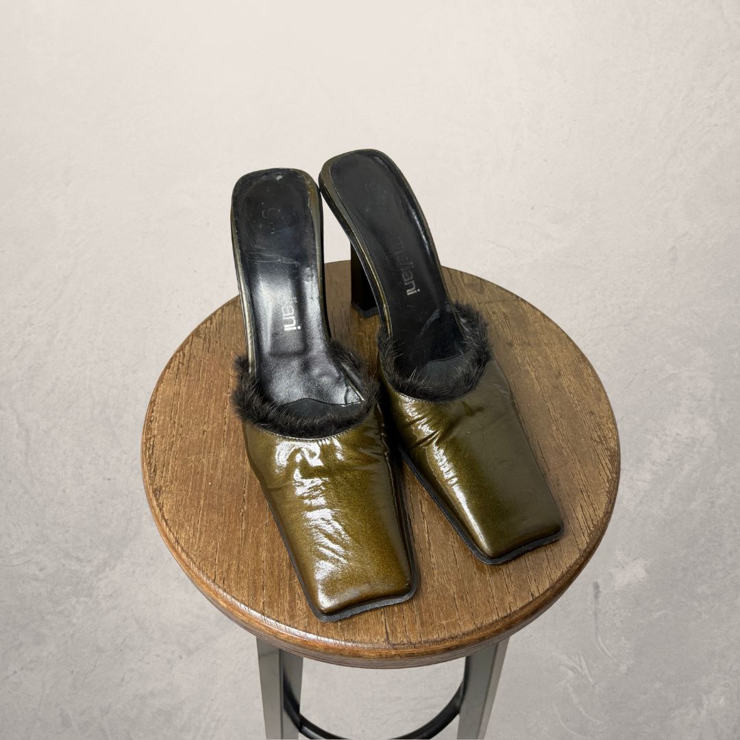 Gianna Meliani green fur heels 40