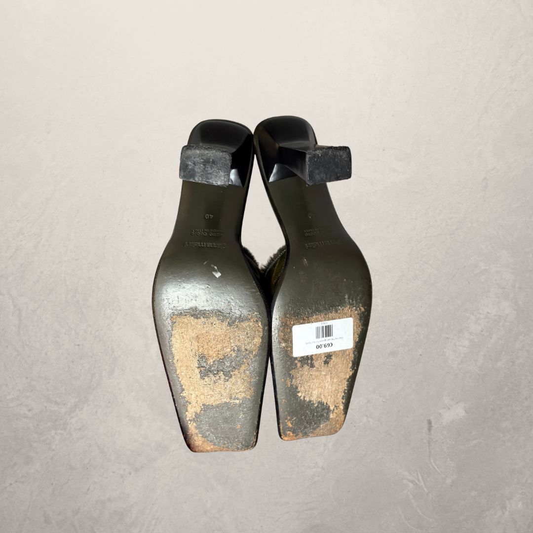 Gianna Meliani green fur heels 40