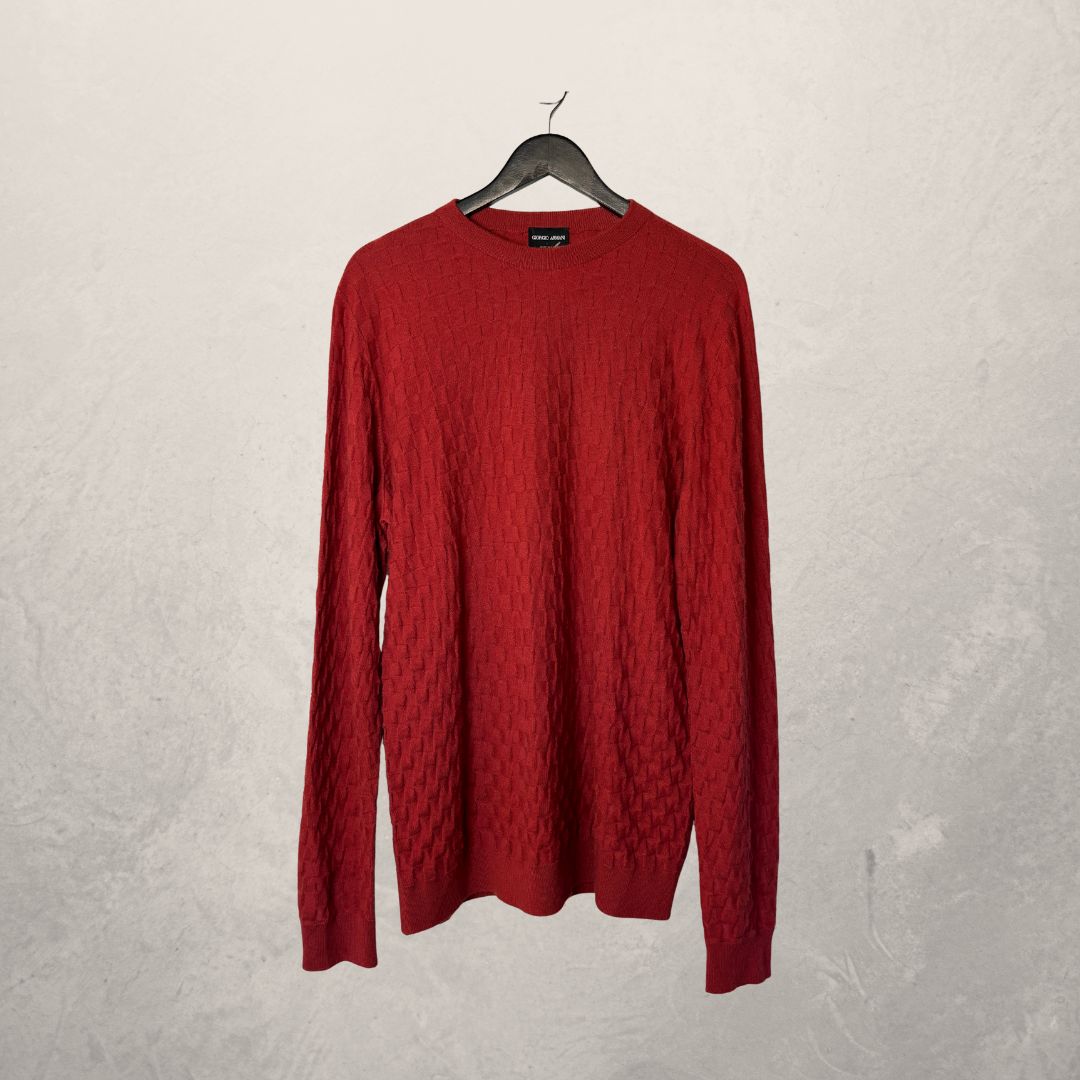 Giorgio Armani verbrand rode gebreide kasjmiertrui M