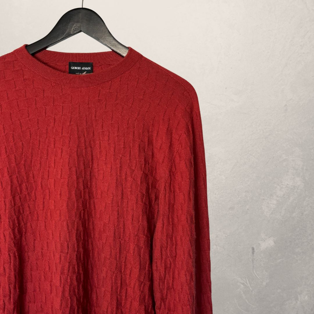 Giorgio Armani verbrand rode gebreide kasjmiertrui M