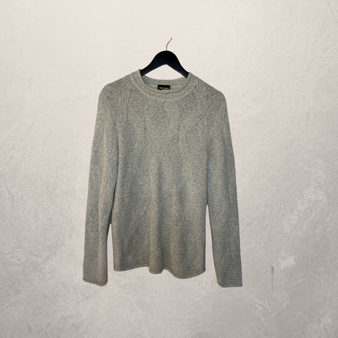 Giorgio Armani grey wool blend jumper 50