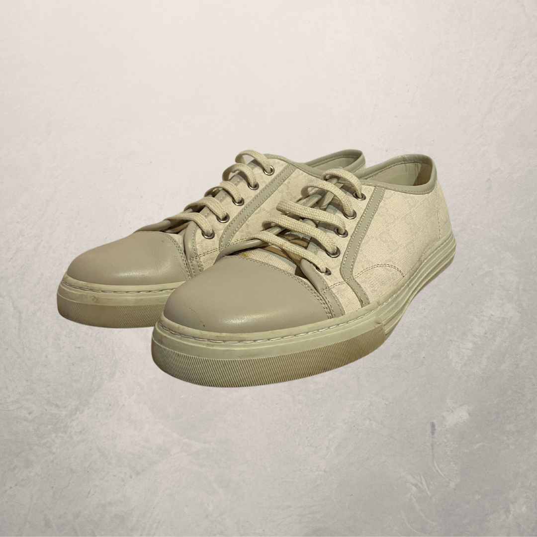 Gucci GG witte lage Canvas 'Cotton Washed' sneakers 41/42